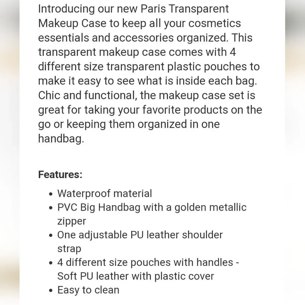 Impressions Paris Transparent Makeup Case‎